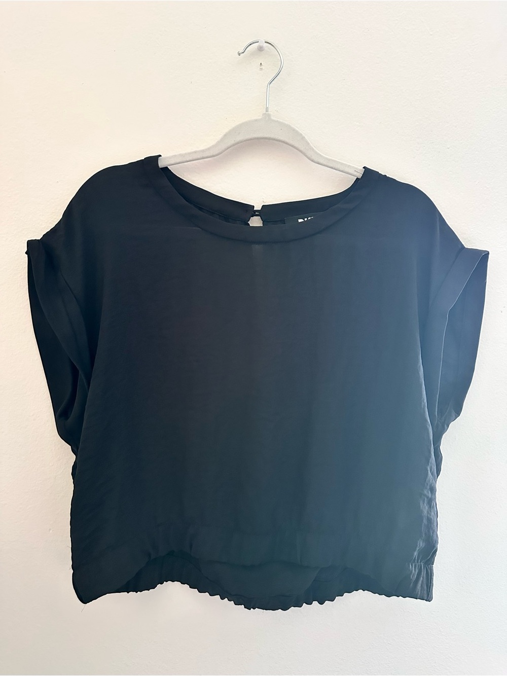 Dkny Black Short Sleeve Boxy Top